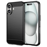 iPhone 16 Case Brushed Carbon fiber texture Black