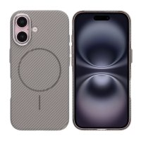 iPhone 16 Case Carbon Fiber Pattern MagSafe Grey