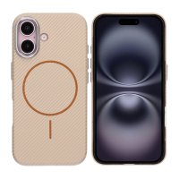 iPhone 16 Case Carbon Fiber Pattern MagSafe Gold