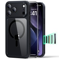 iPhone 17 Pro Max Case and Screen Protector Classic Hybrid MagSafe Set Black Transparent