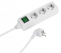 3-way power strip with switch 1.4m white