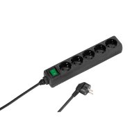 5-way power strip with switch 1.4m Black