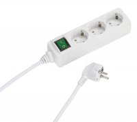 3-way power strip with switch 3m White