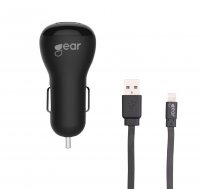 Car Charger 2xUSB 2.4A Lightning Cable 1m MFI Black