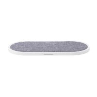 Wireless Dual QI Charger 2x10W White Grey Textile