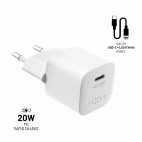 Charger with Cable Mini PD Travel Charger Kit USB-C/Lightning 20W White