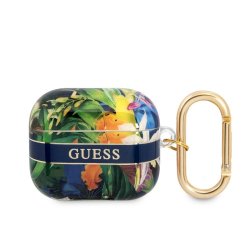 AirPods 3 Case Flower Print & Gold Hook Blue