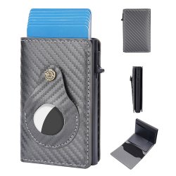 AirTag Wallet Carbon fiber texture Silver