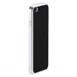 iPhone 6/6s Case AluFrame Leather Black Silver