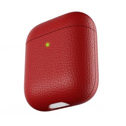 AirPods (1/2) Case PodSkinz Genuine leather Red