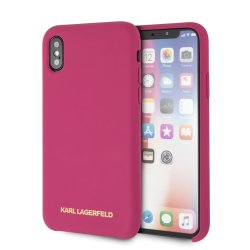 iPhone X/Xs Case Silicone Lagerfeld Gold Logo Magenta