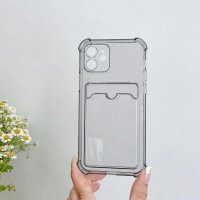 iPhone 12 Case Card Holder Shockproof Grey