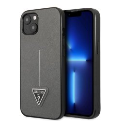 iPhone 13 Mini Case Saffiano Metal Triangle Silver