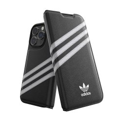 iPhone 14 Pro Cover 3 Stripes Booklet Case Black White