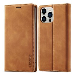 iPhone 14 Pro Max Cover with Card Slot Flip Brown
