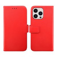 iPhone 14 Pro Cover Genuine Leather Card Slot Red