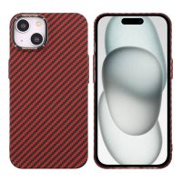 iPhone 15 Case Carbon Fiber Pattern Red