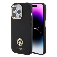 iPhone 15 Pro Max Case Liquid Silicone Metal Logo Black