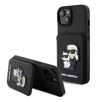 iPhone 15 Case Saffiano Card Slots & Stand Black