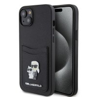 iPhone 15 Case Saffiano Double Cardslot Black