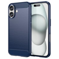 iPhone 16 Case Brushed Carbon fiber texture Blue