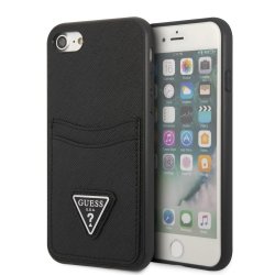 iPhone 7/8/SE Case Saffiano Double Cardslot Black