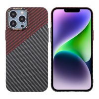 iPhone 13 Pro Max Case Carbon Fiber Pattern Black Red