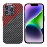 iPhone 14 Pro Case Carbon Fiber Pattern Red Black