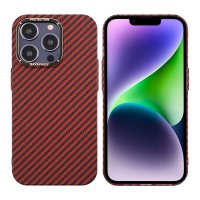 iPhone 14 Pro Case Carbon Fiber Pattern Red