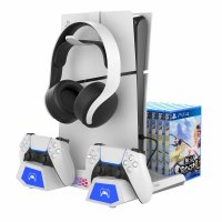 Laddningsstation med Kylningsfläkt och Spelförvaring till PS5/PS5 Slim