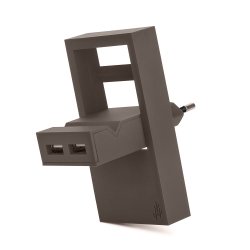 ROCK Double USB Charger - 2-in-1 Charger Brown
