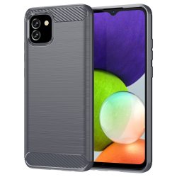 Samsung Galaxy A03 Case Brushed Carbon fiber texture Grey