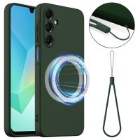 Samsung Galaxy A16 Case with Strap Silicone MagSafe Dark green