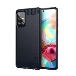 Samsung Galaxy A72 Case Brushed Carbon fiber texture Blue