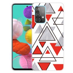 Samsung Galaxy A72 Case Marble Triangles Red