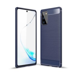 Samsung Galaxy Note 20 Case Brushed Carbon Fiber Texture Dark Blue
