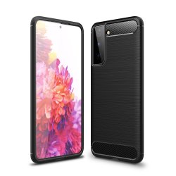 Samsung Galaxy S21 Plus Case Brushed Carbon Fiber Texture Black