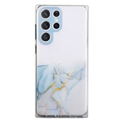 Samsung Galaxy S22 Ultra Case Marble Pattern Light Blue
