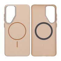 Samsung Galaxy S25 Case Carbon Fiber Pattern MagSafe Gold