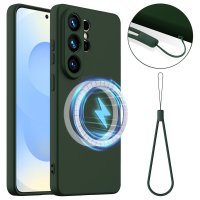 Samsung Galaxy S26 Ultra Case with Strap Silicone MagSafe Dark green