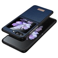 Samsung Galaxy Z Flip 6/Flip 7 FE Case Litchi Texture Blue