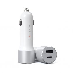 Car Charger with PD 1xUSB-C and 1xUSB-A Silver