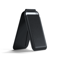 Card Holder Vegan-Leather Magnetic Wallet Stand Black