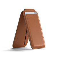 Card Holder Vegan-Leather Magnetic Wallet Stand Brown