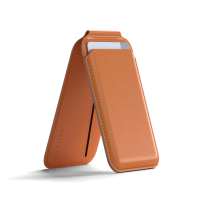Card Holder Vegan-Leather Magnetic Wallet Stand Orange