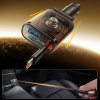 65W Car Charger with built-in USB-cable & USB-A/USB-C Ports Grey