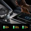 65W Car Charger with built-in USB-cable & USB-A/USB-C Ports Grey
