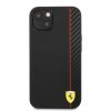 iPhone 13 Mini Case Carbon Effect Metal Logo Vertical Stripe Black