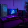 DT420 RGB Gaming Desk Tempered Glass Cable Management