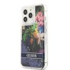 iPhone 13 Pro Case Liquid Glitter Flower Pattern Blue